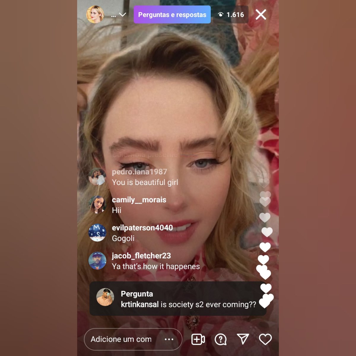 BRATheSociety's tweet photo. 🚨 Em live no instagram, ao ser perguntada sobre The Society kathryn respondeu que adoraria gravar a segunda temporada! #SaveTheSociety https://t.co/iPM3W1j2Ba