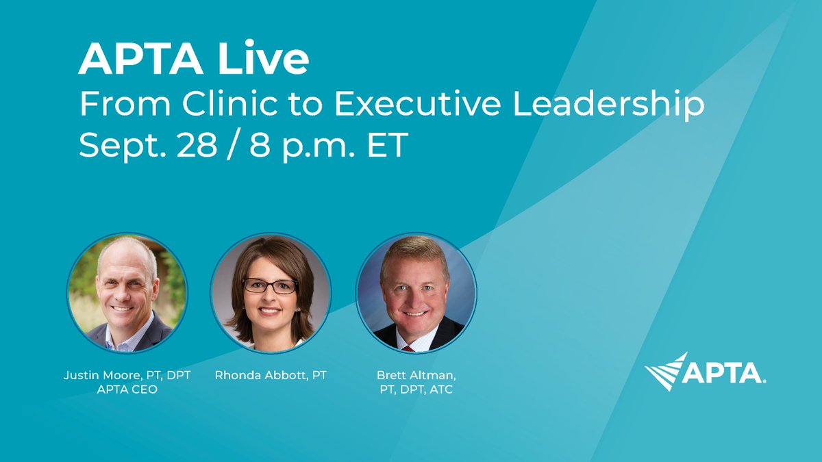 Happening tonight!

In the first of a three-part series, hear from physical therapists who will share their experience in seeking executive leadership. 

apta.org/your-career/co…