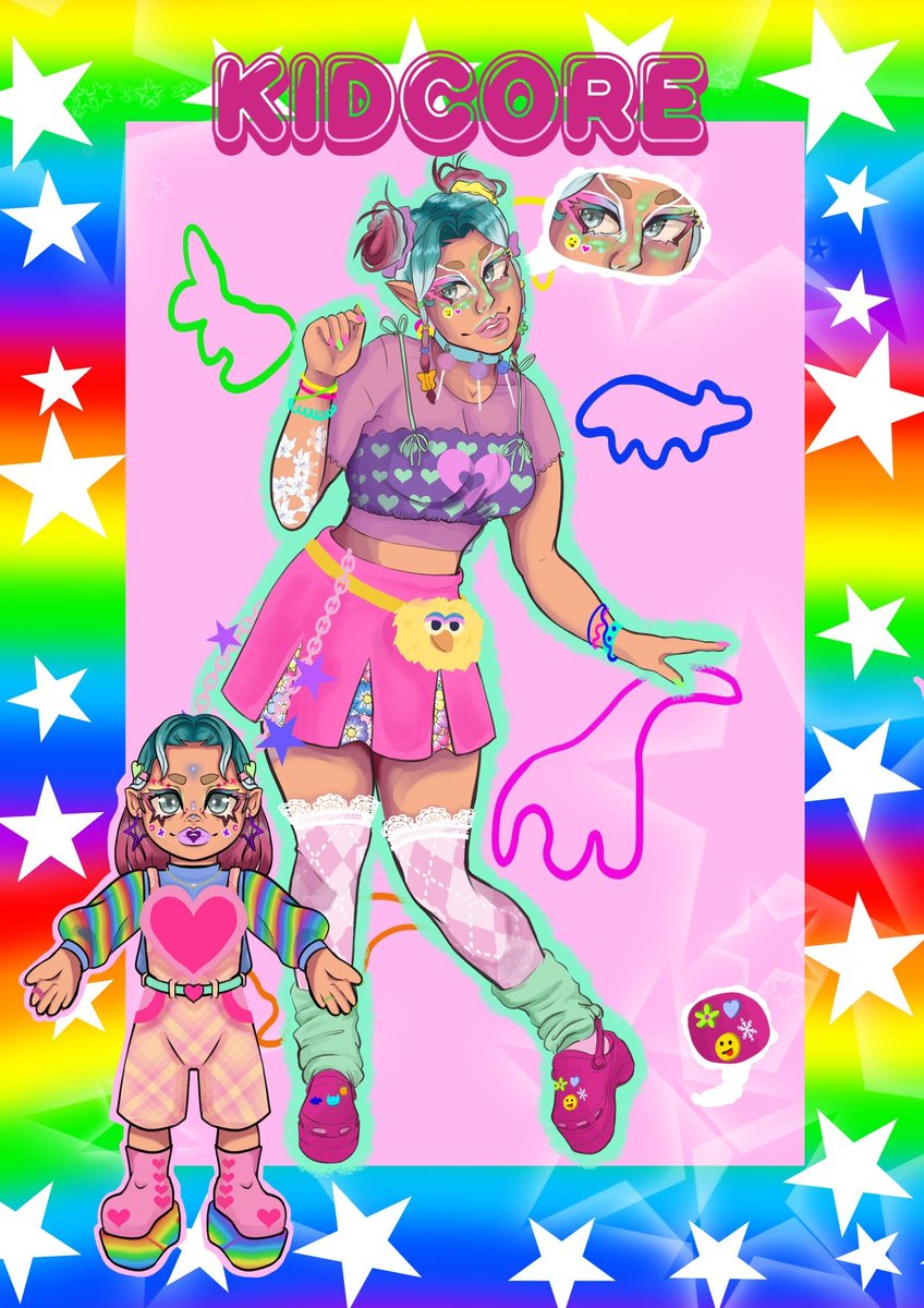 LucisTriadGames's tweet photo. First entry of our fashion art collection: Elsie's Kidcore style! 💜
(Done by our artist @Rainbow_aspirin) 
#gamedev #IndieGameDev https://t.co/PN7se9Y6nD