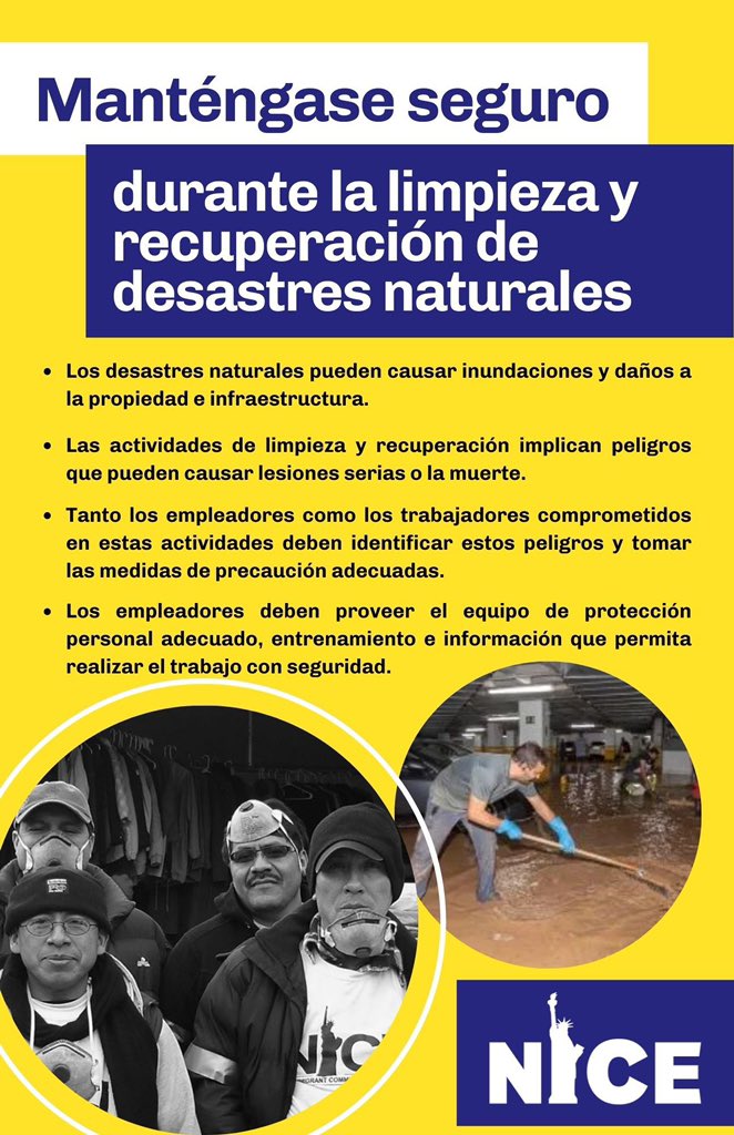NICE4Workers's tweet photo. Mold, asbestos, & electrocution are some of the major #hazards that #workers are exposed to during #Hurrican cleanup.
NICE’s Relief Brigade is educating #DayLaborers & #ImmigrantWorkers of these risks as #landlords & #homeowners hire them to help with #Ida recovery. https://t.co/o4BQMAF8ho
