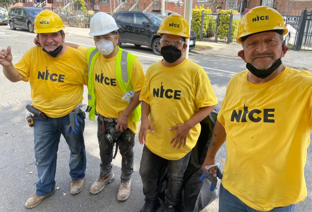 Mold, asbestos, & electrocution are some of the major #hazards that #workers are exposed to during #Hurrican cleanup.  

NICE’s Relief Brigade is educating #DayLaborers & #ImmigrantWorkers of these risks as #landlords & #homeowners hire them to help with #Ida recovery.