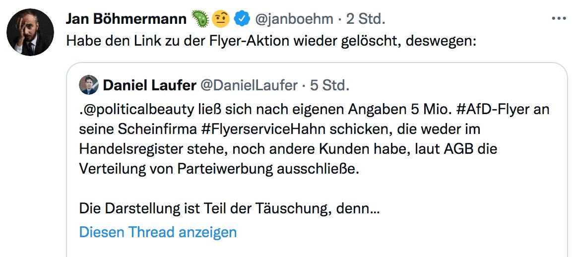 ReineButtermil1's tweet photo. Jan #Böhmermann ist so #1Pimmel. Der hat dem ohnehin fragwürdigen Philipp Rusch und seinem  "Zentrum für politische Schönheit" mit seiner Reichweite und Verantwortungslosigkeit mal eben 40.000 Euro auf die Schnelle in die Kassen gespült.
#FlyerserviceHahn #AfD #ZDF #Betrug https://t.co/N1is4JskFA