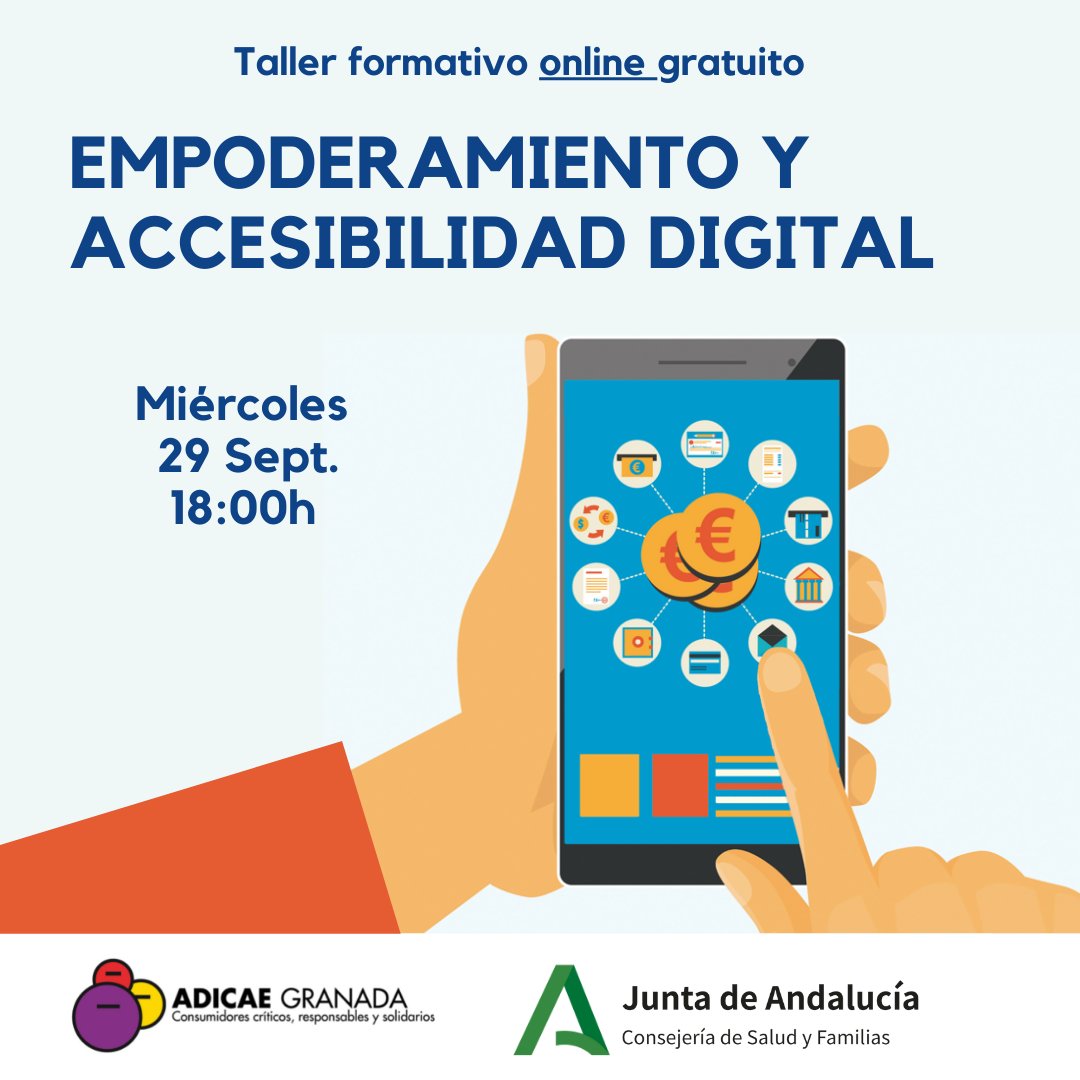 CJusticieros's tweet photo. ¡Hola Justiciero/a! 👋
Si quieres saber + del mundo digital te esperamos:
📍Miércoles 29 Septiembre a las 18:00h en el siguiente taller:
https://t.co/4vJogmDtUa
#ADICAE #AdicaeGranada #TallerFormativo #Consumidores #Derechos #ComprasOnline #Empoderamiento #AccesibilidadDigital https://t.co/RGsPhfORuh