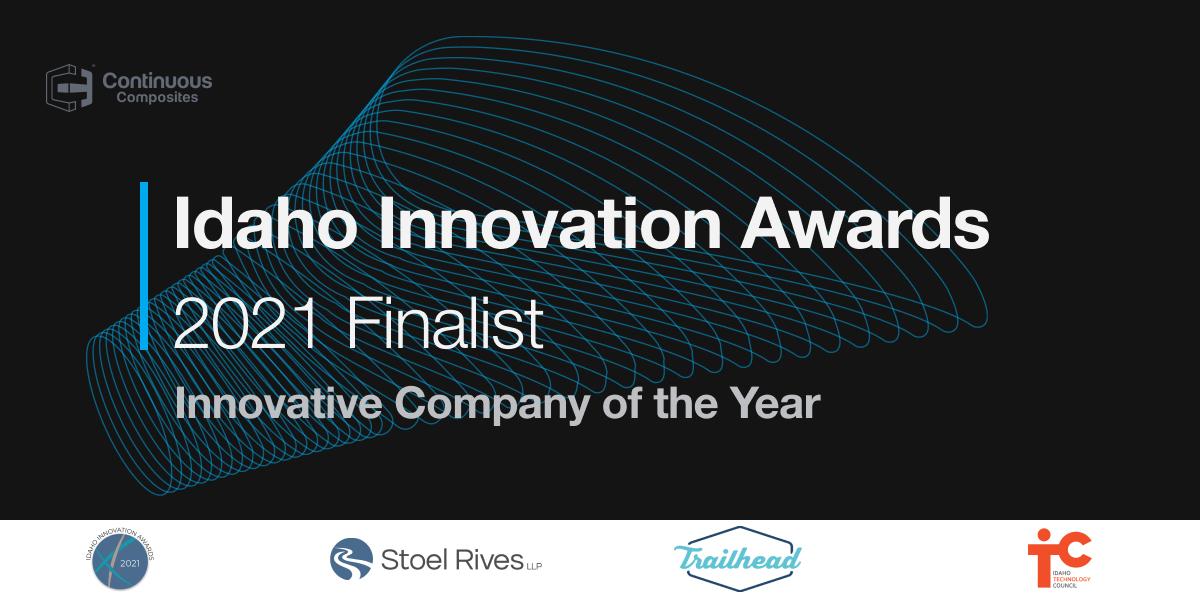 CF3DPrinting's tweet photo. We are so grateful and excited to be named a finalist in the 2021 Idaho Innovation Awards in the category of Innovative Company of the Year! It is a true honor to represent the great state of Idaho on our mission to redefine manufacturing.
#continuouscomposites #upperleftUSA https://t.co/BSsAlXTHek