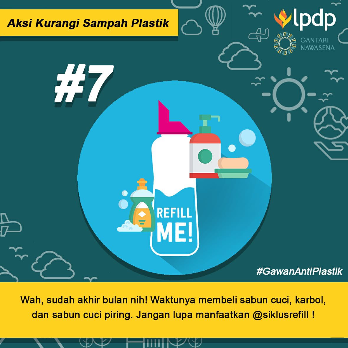 dinaanaa's tweet photo. Kebutuhan harian kita tidak elak dari sampah plastik, seperti botol sampo dan produk rumah tangga. Manfaatkan supermarket bebas kemasan maupun perusahan isi ulang untuk mengurangi sampah plastik kita! 

@lpdp_ri 
#DiriUntukNegeri
#IndonesiaTangguhIndonesiaTumbuh
#AkuPastiMengabdi https://t.co/2X9hpBt5nk