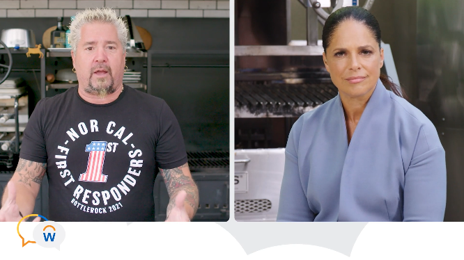 WorkdayEvents's tweet photo. “If you have something that can do better for mankind, please employ it, please use it, please speak about it,
or share it,” advises @GuyFieri regarding helping others. #WDAYConversations https://t.co/E3ylXoTKxD