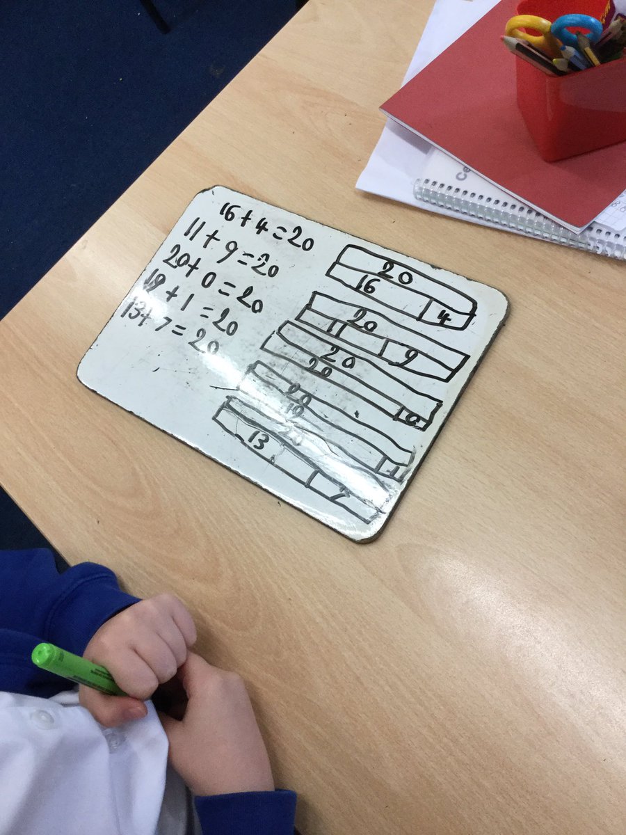 MrsValean's tweet photo. Pear Class has been working on number bonds to 20 using the bar model! Look at their fantastic work! Well done! #mathsiscentral @Centralprimary @MrsQuinnCentral https://t.co/2GeZ68j8SH