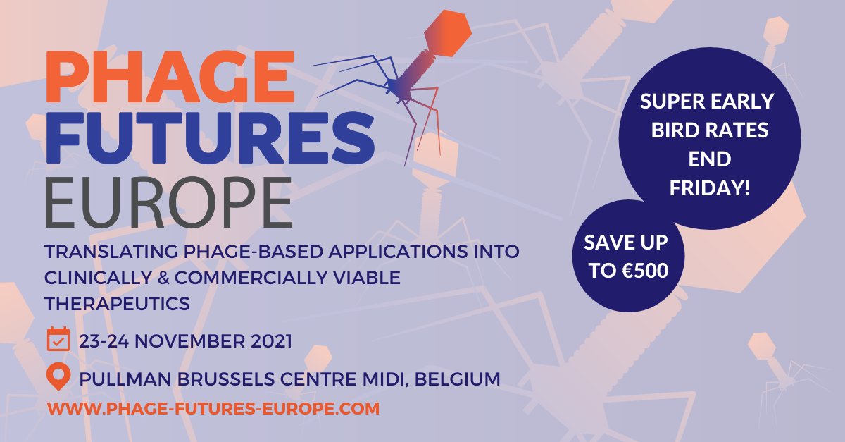 LAST CHANCE TO SAVE! We are so excited for Phage Futures Europe to be back on the 23rd-24th of November in Brussels! Book now to save up to €500 with our super early bird rates: hubs.ly/H0YjJXz0! Ticket prices increase Friday!

#phage #research #innovation #techinnovation