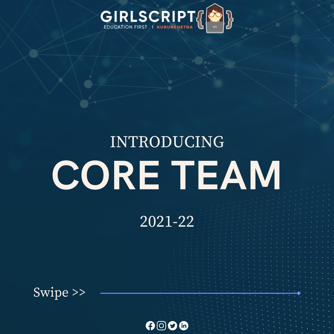 GirlScriptKuru1's tweet photo. Congratulations and Welcome aboard Y'all.
.
Core Team for the year 2021-2022
- Content Team
- Graphics &amp; PR Team
.
#GirlScript
#GirlScriptFoundation
#GirlScriptKurukshetra https://t.co/nAy1f7jsKT