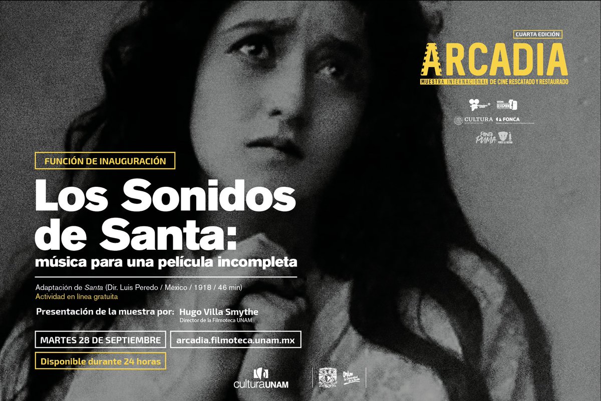 CinefolioMX's tweet photo. No te pierdas la función inaugural <Los Sonidos de Santa: música para una película incompleta>, una adaptación de 'Santa' de Luis Peredo (México, 1918) con música de @encinemudo. ✨

¡Presentación en línea gratuita durante 24 horas! 🖥️ 
https://t.co/PiJxNRl94Y https://t.co/LXslDo5oGZ