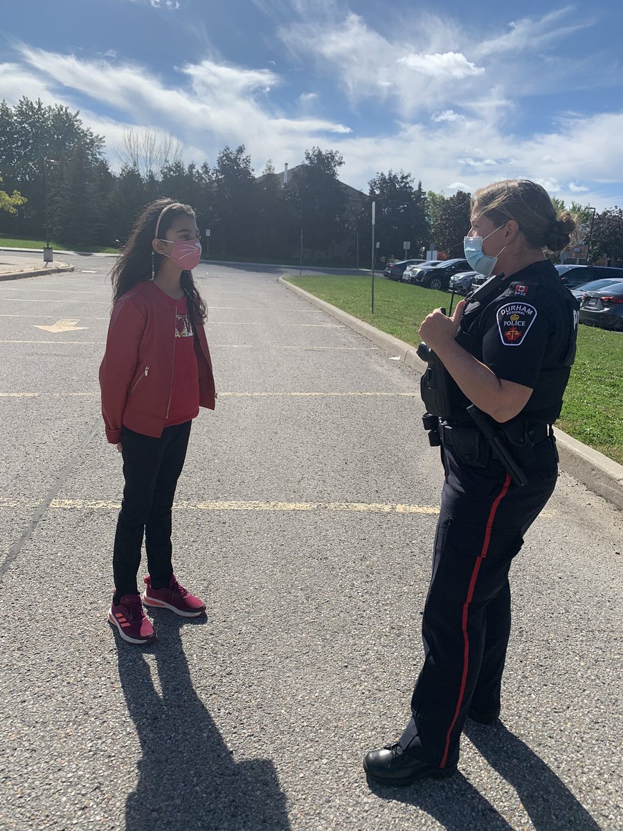 Congratulations to Chief For a Day Finalist Anuva from Alexander Graham Bell Public School! She asked Cst Puckrin her favourite thing about being a police officer. Cst Puckrin explained that meeting new people everyday is the best part  of the job.