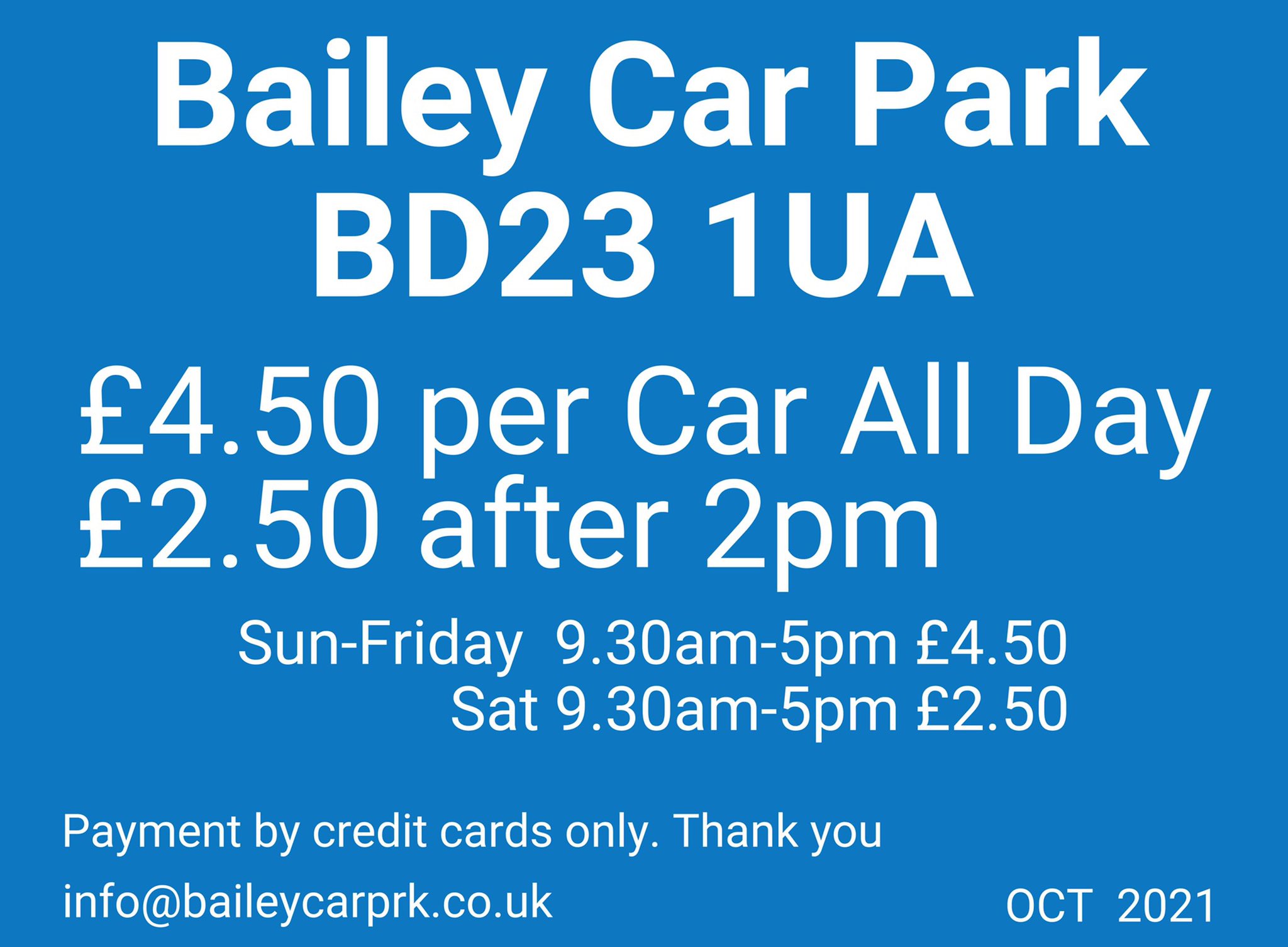 Bailey Car Park on Twitter "Please note from the 1 Oct our closing time will be 5pm…