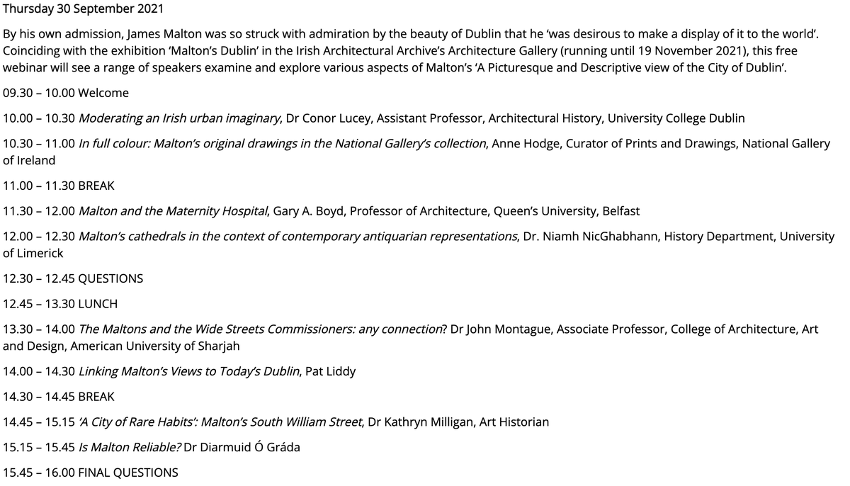 To coincide with <a href="/Arch_Archive/">ArchitecturalArchive</a>'s exhibition Malton’s Dublin they are holding a one-day webinar called REFLECTIONS ON MALTON on Thursday 30th September! It will no doubt be excellent and hugely informative. For more info and registration click on this link iarc.ie/reflections-on…