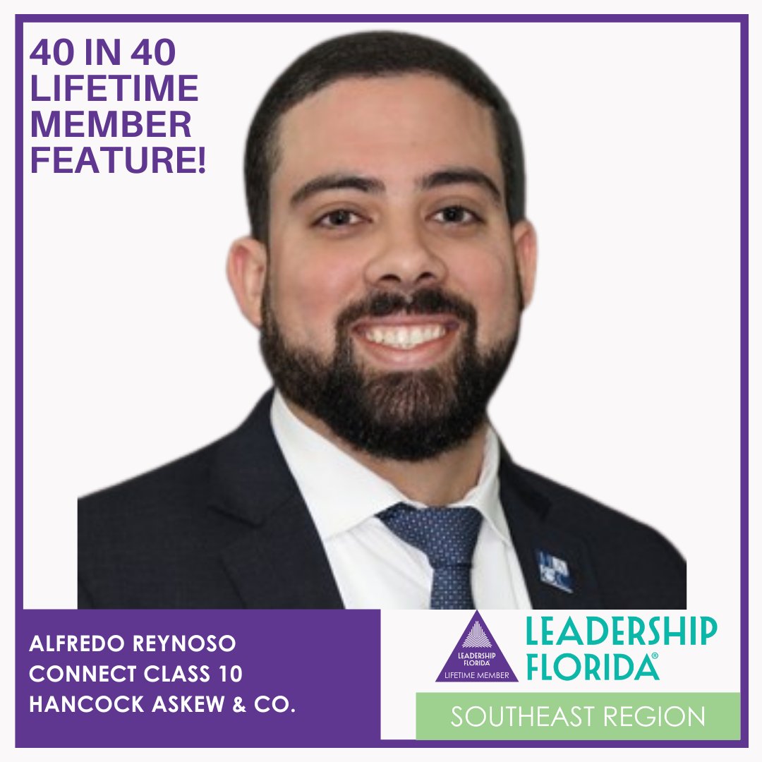 LeadershipFla's tweet photo. Introducing Alfredo Reynoso, #ConnectClass10 with @HancockAskewCo, our #40in40 Lifetime Member feature! 

In celebration of #LeadershipFlorida’s 40th, he is honoring the memory of #LifetimeMember, Carlos F. Garcia #CornerstoneClass29 with his gift to Leadership Florida. https://t.co/5WXIt2jCKc