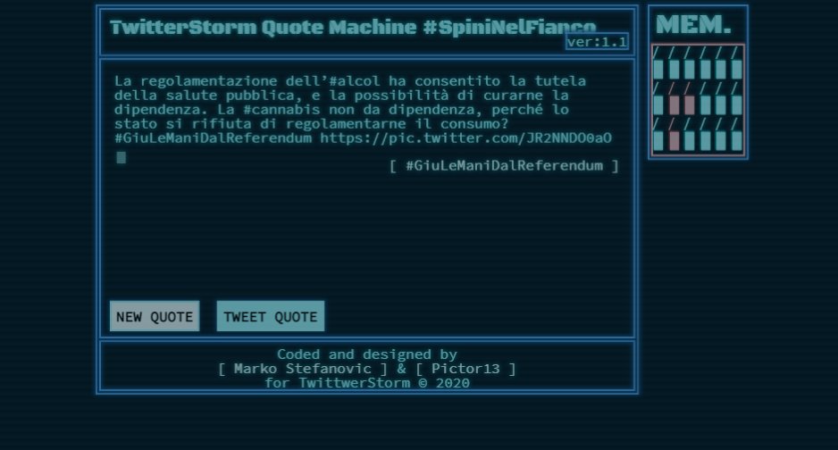 MaryNewsWeb's tweet image. 📢 #GiuLeManiDalReferendum
🌩️ Link Twitter Storm: spininelfianco.github.io/quote/quote.ht… #SpiniNelFianco
