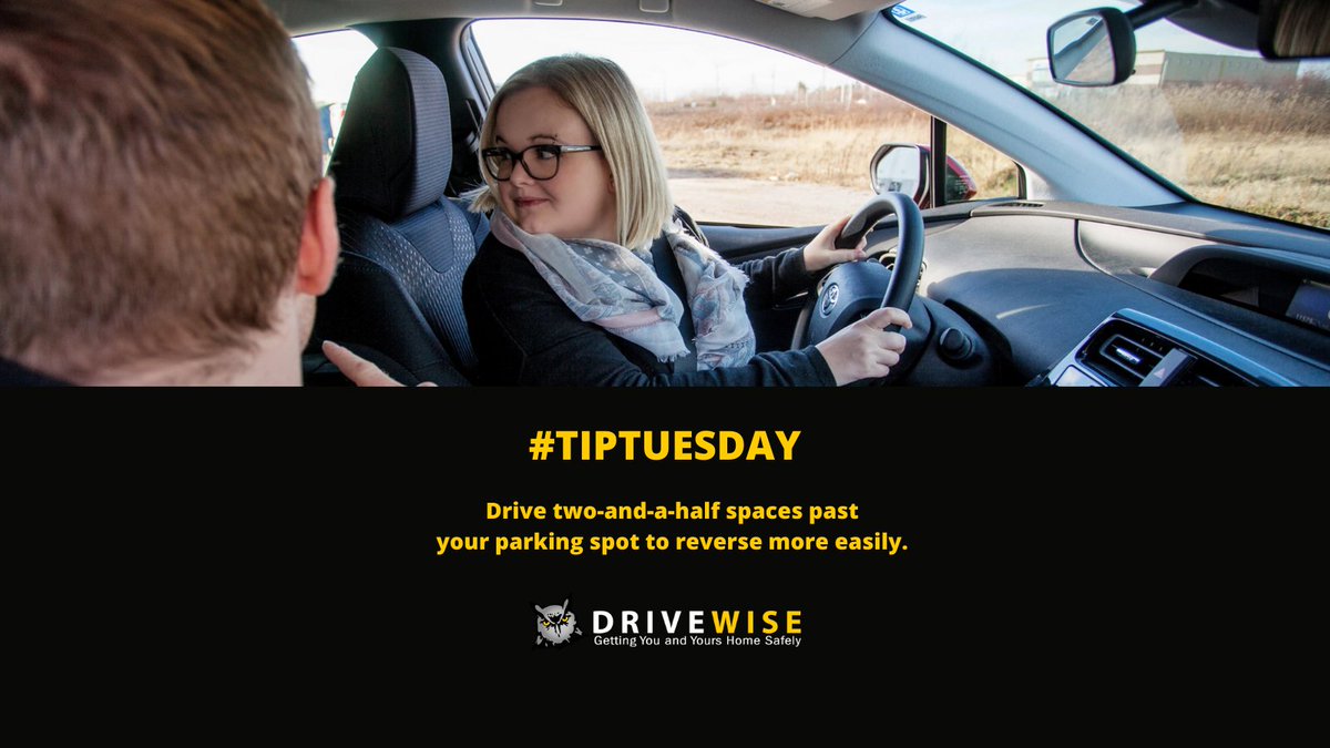 DriveWiseBurl's tweet photo. #TipTuesday: Not sure how far past an empty parking space to go before starting to reverse? In a standard parking lot, driving past the target by two and a half parking spaces usually does the trick (but be sure to adjust as necessary)!

#driversed #newdriver #DriveWise https://t.co/P2b3pMJmRk