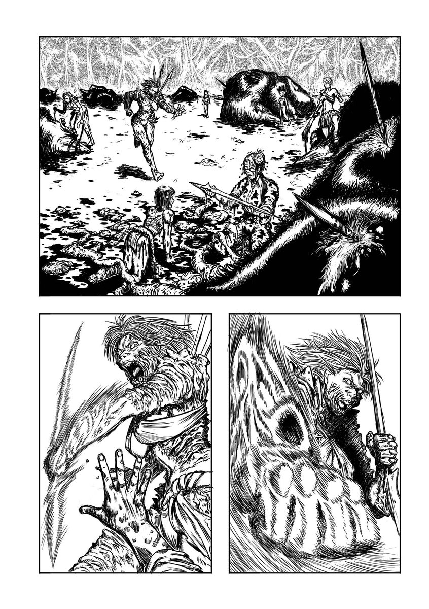 Ga_Ma7's tweet photo. Old pages but i'm still really fond of them. They are from the frame story portion illustrated by me for "Amazzoni" - 2015, published by Passenger Press, written by Alessandro Cremonesi #amazzoni #passengerpress #indie #italian #comics #blackandwhite #amazon #gaetanomatruglio https://t.co/3KTB9gnIk3