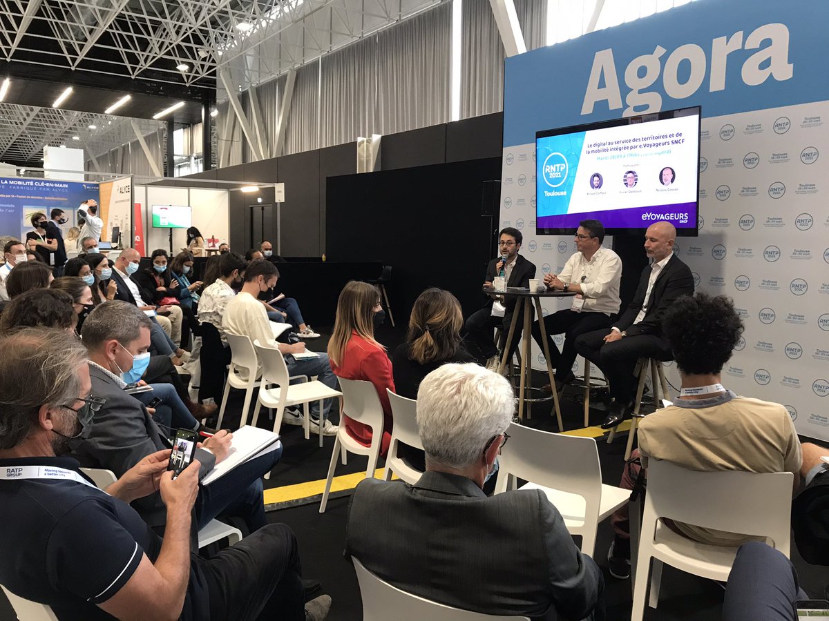 #RNTP21 conférence sur la #mobilité intégrée à l’Agora #RNTP : complémentarité d’intégration entre l’information voyageurs / <a href="/navitia/">Navitia</a>, le distribution / <a href="/AirwebEu/">AirwebEu</a> et la capacité de déploiement de l’Assistant SNCF sur l’ensemble des modes de déplacement et des territoires