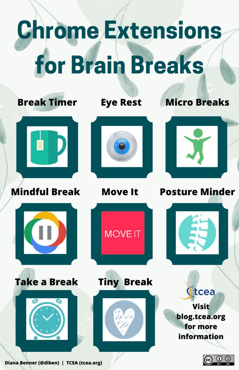 TCEA's tweet photo. There are extensions that can be added to your #Chrome browser that provides easy access to effective
🧠⛔ BRAIN BREAKS ⛔🧠 
and other tools that assist with focus. Here are extensions to try.

https://t.co/MzPGLLaTzi @diben
#edtech #learning #edutwitter #teachertwitter #techtip https://t.co/pxME1WA859