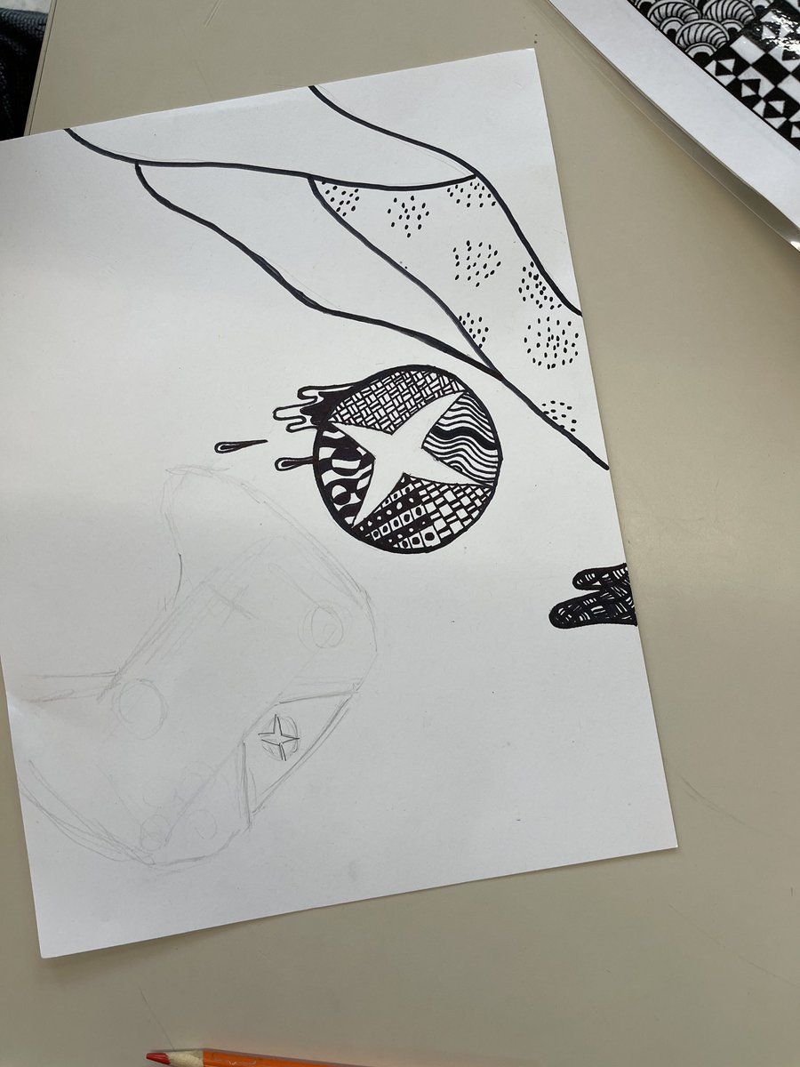 Some in-progress shots of 7th grade zentangles!