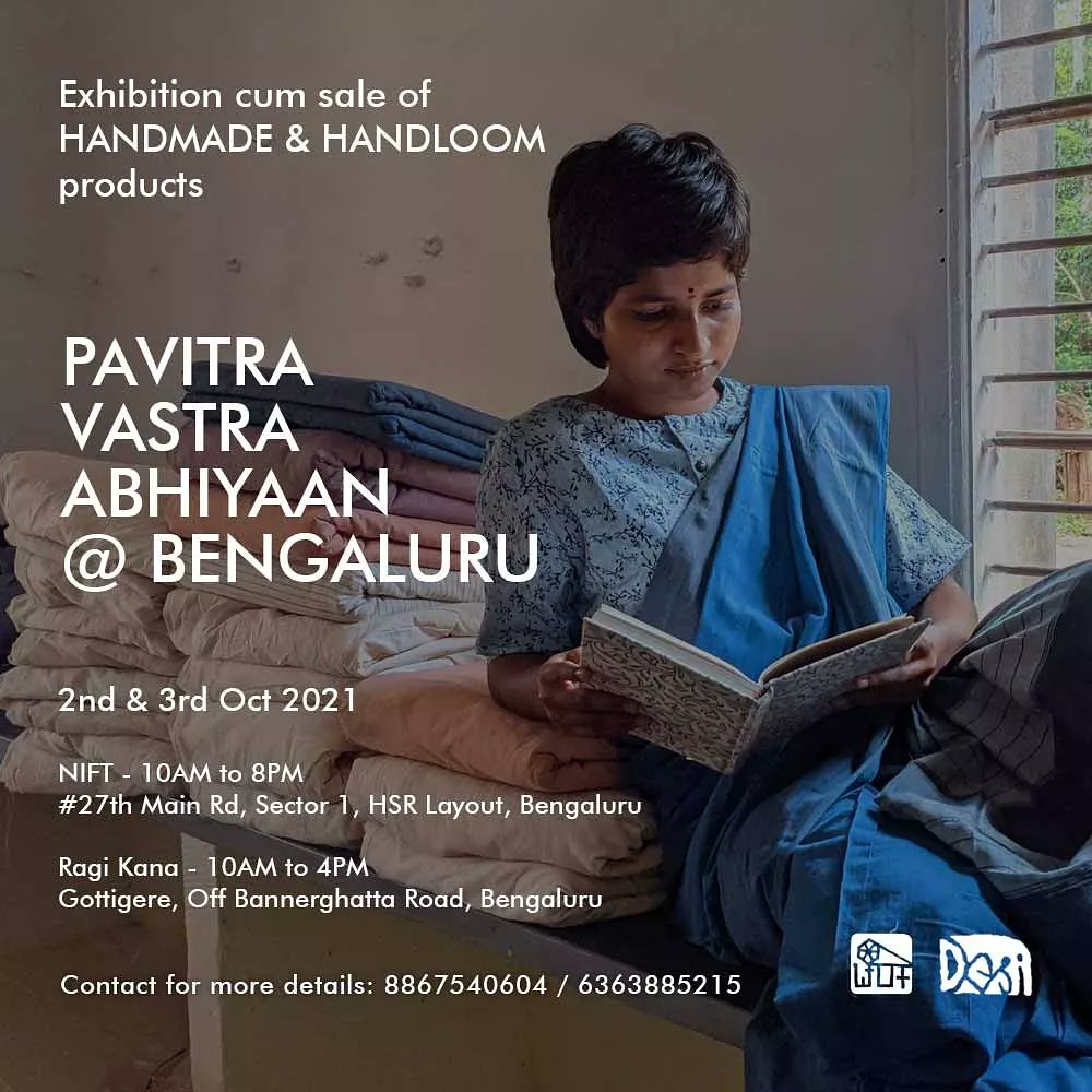 charakaheggodu's tweet photo. Later till Oct 10 we will be at Bengaluru at @ragikanasanthe @bengalurunift on Oct 2nd &amp; 3rd, at Chitrakala Parishat from Oct 6th - 10th.
To support handloom weavers, handicraft artisans, farmers &amp; other handmade artisans affected during covid times. 2/3 https://t.co/0lkYY1vcTi