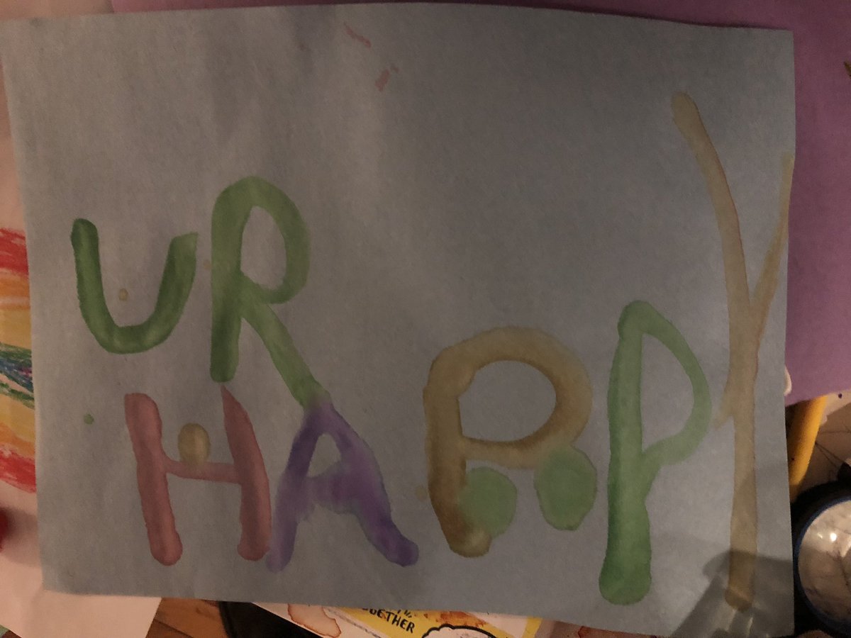 rustystahl's tweet photo. This is the first writing my 5yo daughter learned to write in kindergarten this month. I don't think she knows the difference in meaning between her two versions. #ruhappy #urhappy https://t.co/hTGJvzduWP