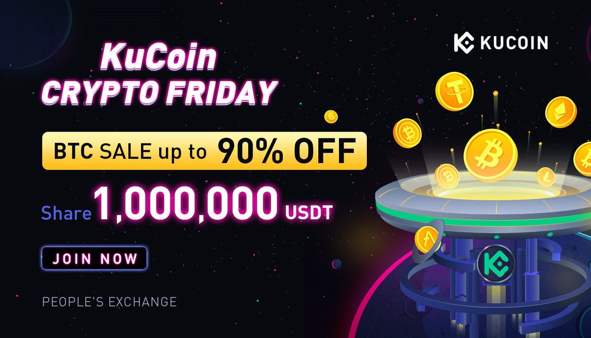 💥 #KuCoinCryptoFriday is coming! #Bitcoin SALE up to 90% OFF 😍 1,000,000  $USDT prize pool to be won 💰 🔥 Join here: https://t.co/zdgjtJq9sx 📅  00:00:00, 09/29/2021 – 23:59:59, 10/10/2021 (UTC) Activity details:  https://t.co/n7fp9RQCvt