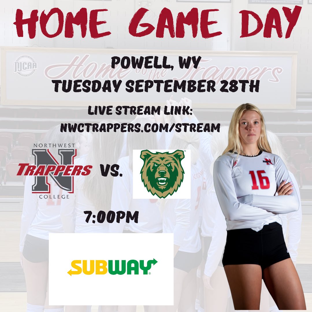 NWCTrappersVB's tweet photo. It’s subway night tonight in Cabre Gym! There may be an intense game within the game between sets 2 and 3 to see who can eat a 6” sub the fastest!! https://t.co/qKqf6Jh06X