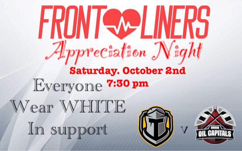 MJHLTitans's tweet photo. Join us this Saturday as we host FRONT LINERS Appreciation Night. Doctors, Nurses, EMT, and other HEALTHCARE workers will be thanked and honored during a pre game ceremony as our way of saying THANK YOU for all your efforts over the past two years! 🩺🚑😷🏥 #EmbraceTheChange🗡🛡 https://t.co/5iHJDlyoXh
