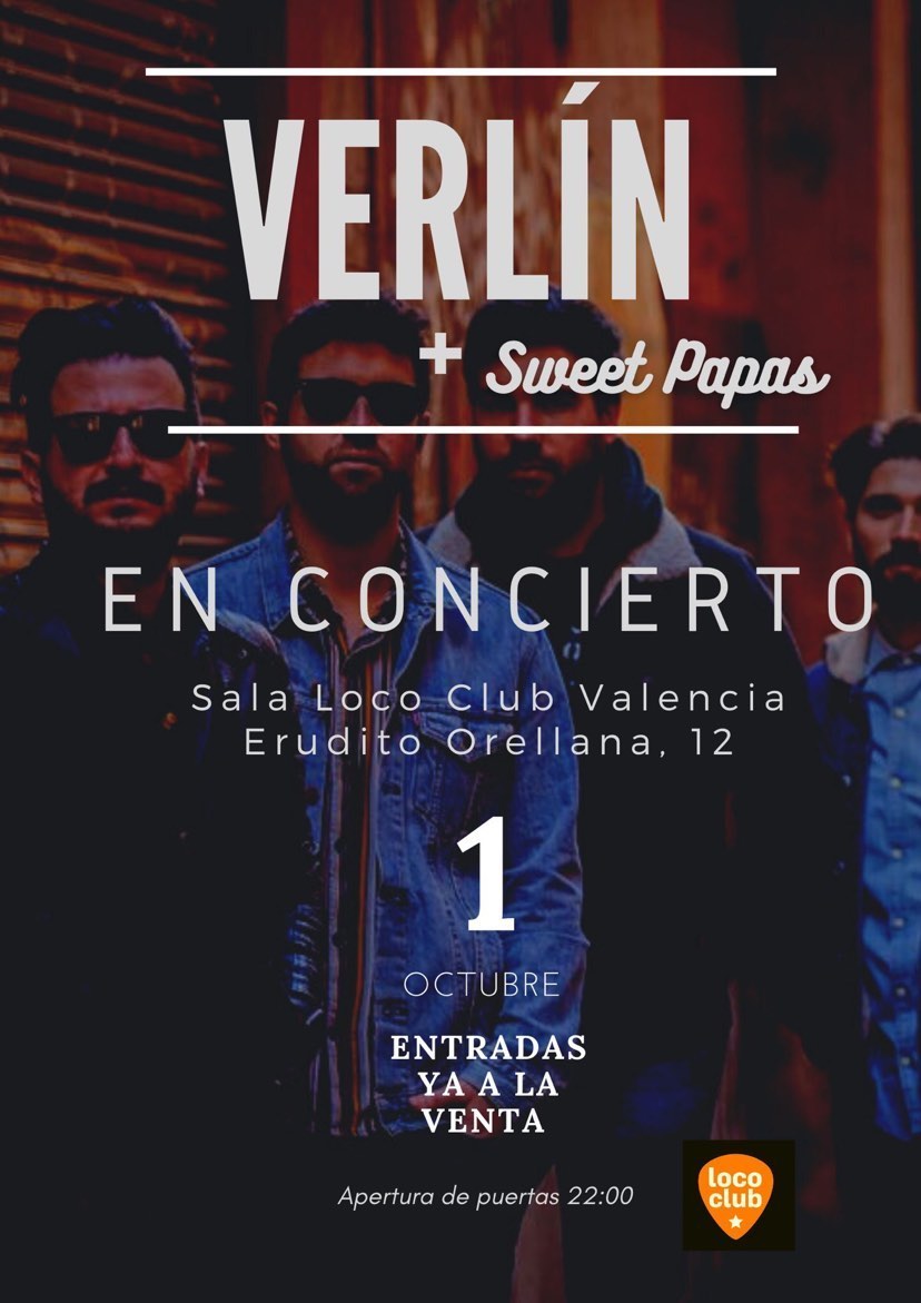 movingtickets's tweet photo. #Verlin y #SweetPapas estrenan #octubre en @SALALOCOCLUB! Entradas en 🎫 https://t.co/rProyWjOTv 🎫
#culturasegura #Valencia https://t.co/0SvKIATgyr