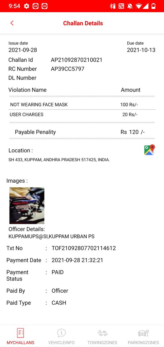 6c9beba64ebf412's tweet photo. @APPOLICE100 @APTrafficPolice 
Sir my car number is AP39CC5797 and I am from East Godavari . kakinada.but e challan charged against my vehicle number .in different place .they fined my vehicle number intested of two wheeler vehicle number .pls be alert while challan.🙏🙏🙏🙏 https://t.co/FcOpLwXBtk
