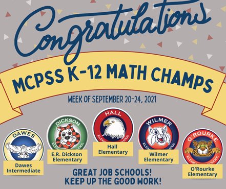Congratulations to our @MobilePublicSch @HMHCo Math Champs for this week! I am so proud of your hard work! @DicksonTigers @HallElementary @WilmerWildcats @ORourkeES @DawesPrincipal