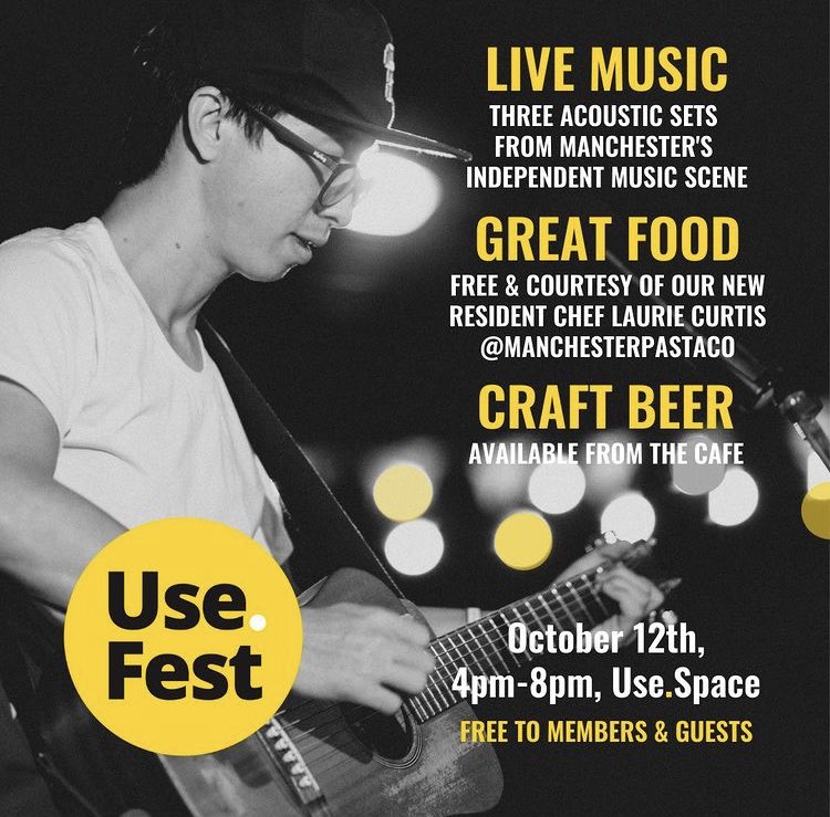UseMcr's tweet photo. Our first ever Use.Fest is here! Itโs set to be our first live event since covid and we couldnโt be more excited ๐
Itโs open to all of our members, and if you plan on bringing a guest please let our Community Manager Annie know by sending an email to annie@usespace.co.uk ๐จ https://t.co/8j1eRhFEjE