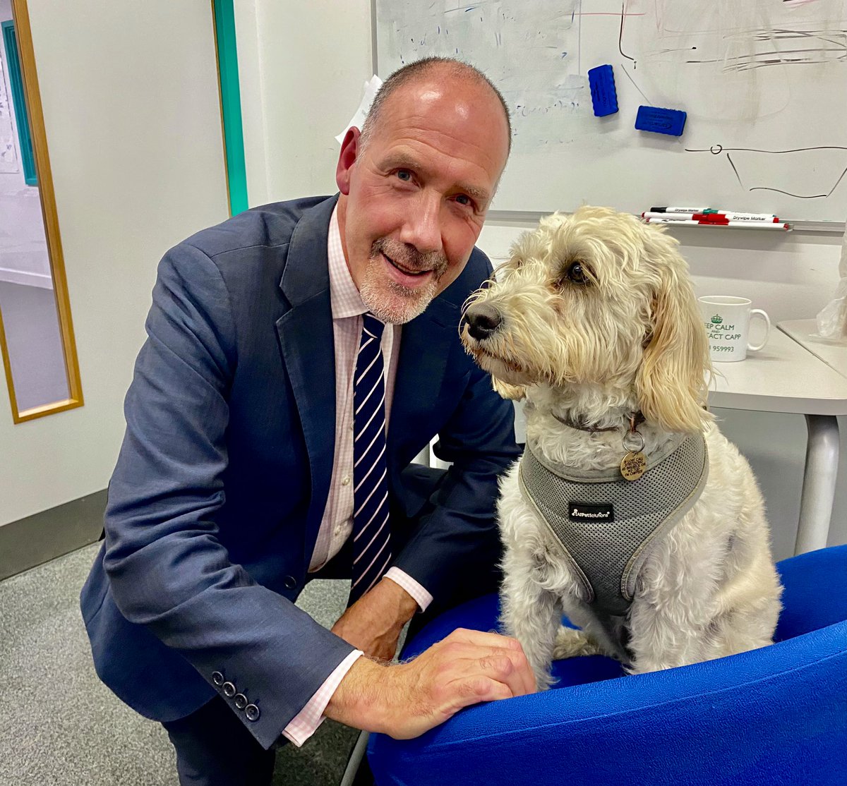 RealGeoffBarton's tweet photo. The view from here: a huge pleasure to reconnect with headteacher David Benson and to talk to staff at the ever-inspiring @KAA_Intrepidus. I also got to meet Tilly, the school dog (but don’t tell Molly B!). https://t.co/0wayXVL4y3