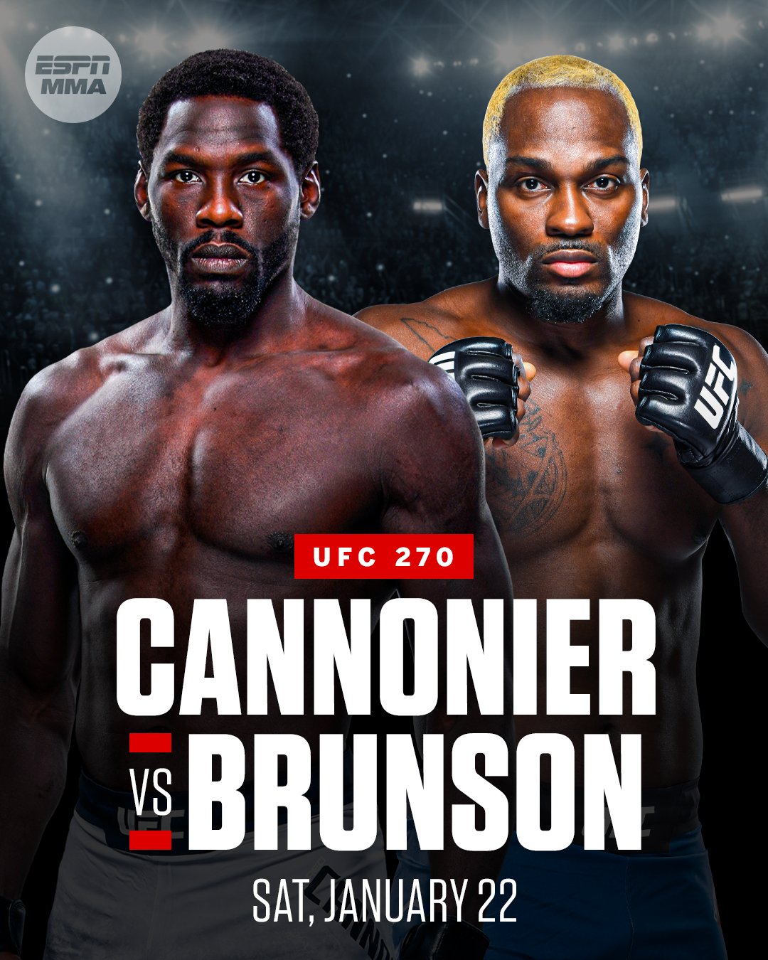 ESPN MMA on Twitter: &quot;UFC is finalizing a middleweight bout between Jared  Cannonier and Derek Brunson for an event expected to be UFC 270 on Jan. 22,  multiple sources told @bokamotoESPN. https://t.co/RcwFBSINzl&quot; /