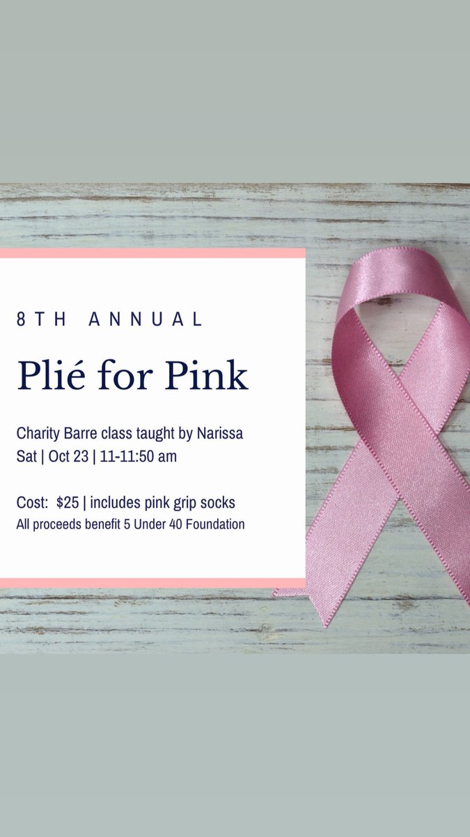 5Under40's tweet photo. Please join us on sat. 10.23 for an @XtendBarreBK fundraiser! Cost: $25 & includes sleek grip socks!
#plieforpink #5under40 #xtendbarrebk #shopsmall #move #bca #brca https://t.co/LxmGenA1lc