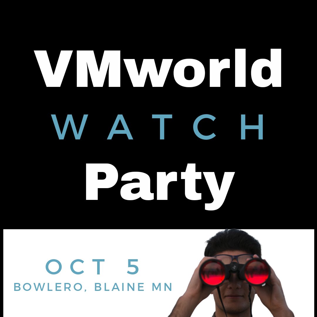 VMworld 2021 is approaching and we're excited to announce that our community will be hosting an in-person watch party Oct 5th!
Join us to watch the live keynote then hang for food, bowling, exclusive giveaways, and more! From 8a - 3p at Bowlero Blaine! buff.ly/3ieDzWR