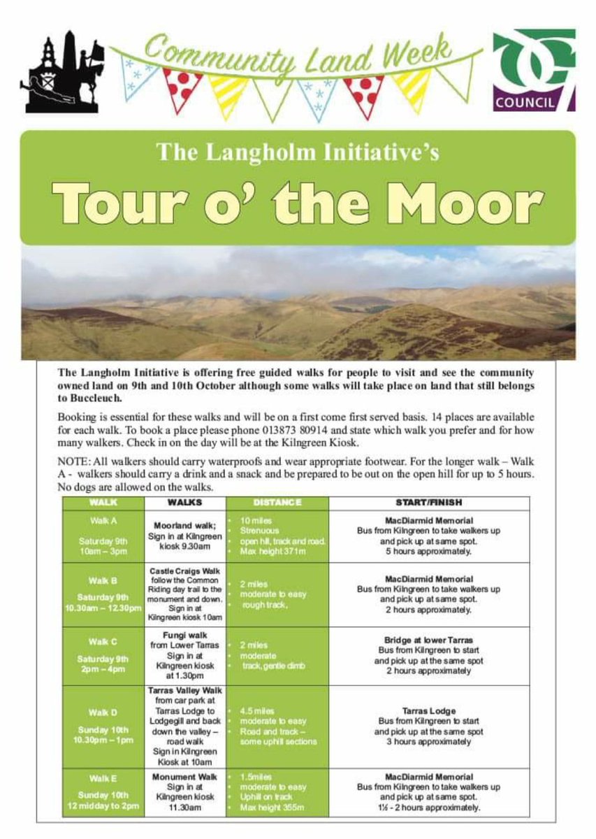 Come and walk with us at Langholm on our community owned land 9th and 10th October. Please book! @LBuyout @HereScotland @BBCSpringwatch @langholmonline
