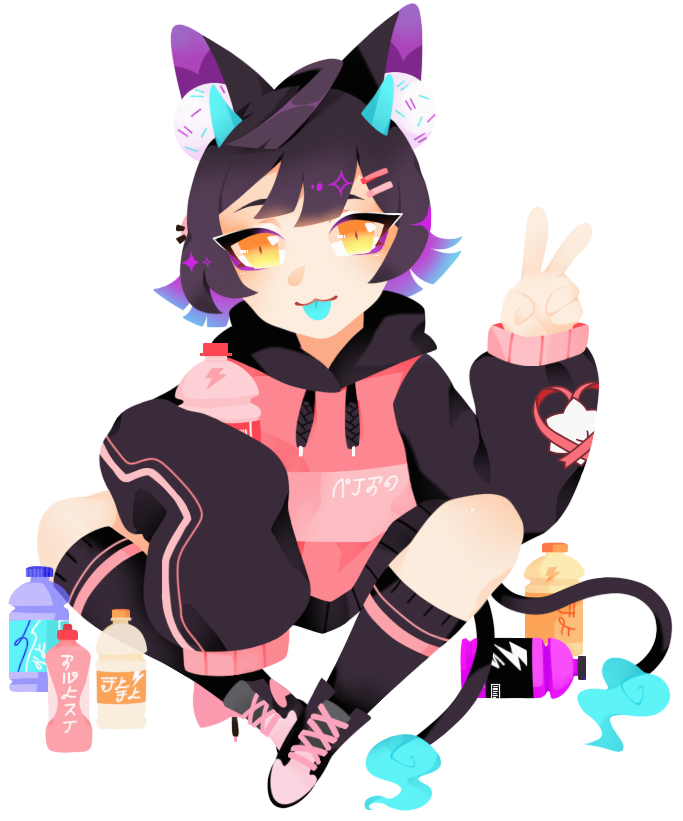 artnote_'s tweet photo. Found this from a prompt a while back, my sprinkit Atsu being a team player, drinking all the energy drinks 😂
#sprinkit #sprinklekitty https://t.co/F99yLUiTQW