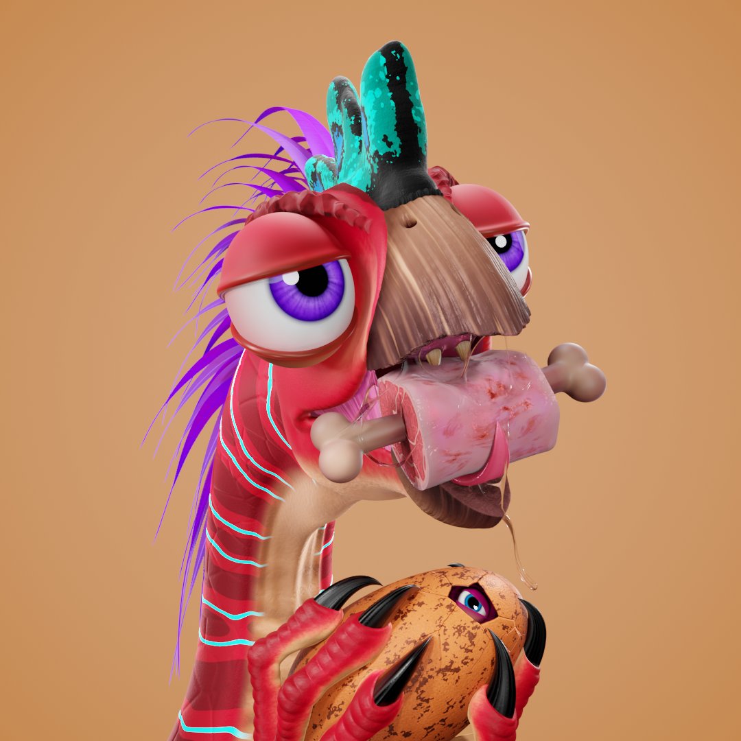 Oviraptor #414 joined the metaverse today and is featuring the "Red Skin Tone" and the "Meat" traits, looks rare!🍖🐣 420 oviraptors are now roaming the metaverse.🦖 #NFTCommunity #NFTcollection #nftcollector #NFTcollectibles #NFTdrop #NFT #nftart opensea.io/assets/0x495f9…