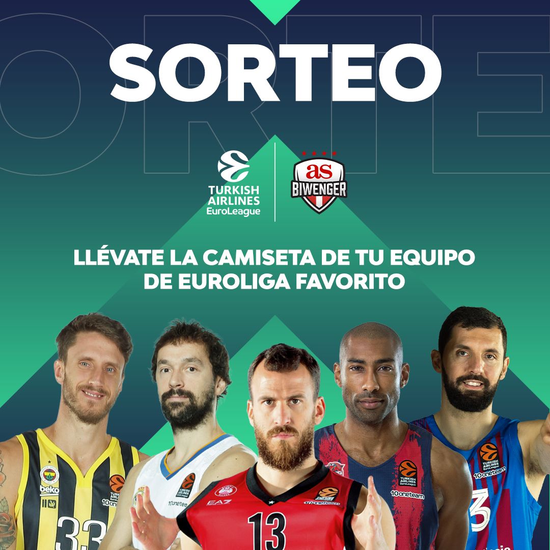 👕 ¡SORTEO CAMISETA DE TU EQUIPO FAVORITO DE LA EUROLIGA! 🏀

1️⃣ Sigue a <a href="/biwenger/">Biwenger Fantasy 🏆</a> y a <a href="/BiwengerBasket/">Biwenger Basket</a> + Rt 
 
2️⃣ Indica qué equipo crees que ganará la Euroliga 
 
3️⃣ Sábado 2 de octubre anunciamos ganador/a
 
🔔 ¡1 ganador/a entre nuestras 3 RRSS!

😜 ¡Suerte!