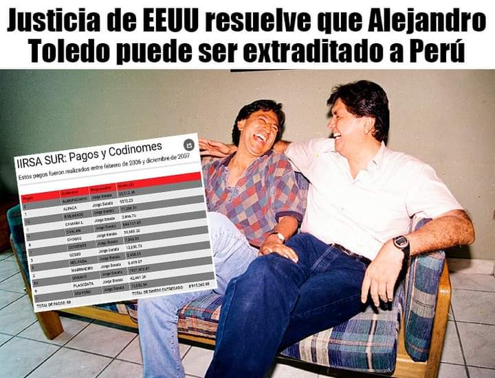 🚨Alejandro Toledo debe rendir cuentas a la justicia peruana, devolver todo lo robado y delatar a sus cómplices del robo al Perú. 
#CaigaQuienCaiga
