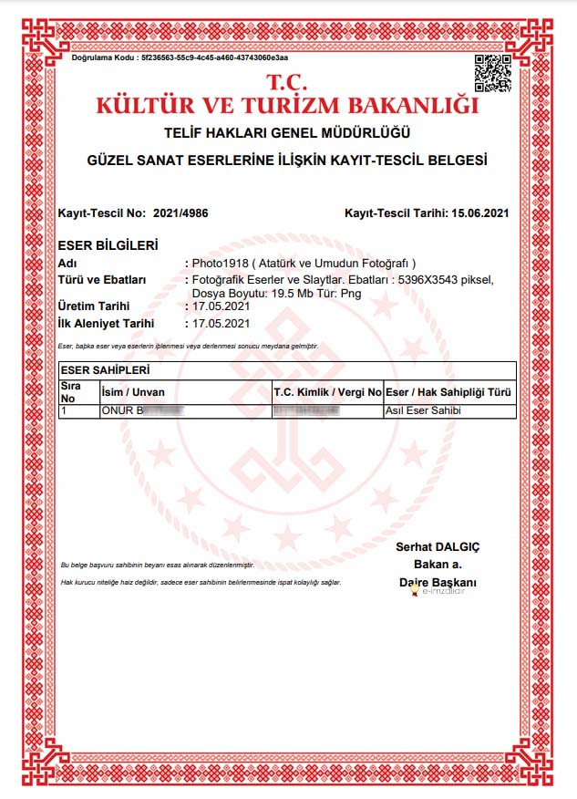photo1918's tweet photo. Photo1918, which received the Certificate of Incorporation and Enrollment for Fine Art Works by the Directorate General for Copyright of the Ministry of Culture of the Republic of Turkey, is the first and only NFT in the world to be registered as a work of art by a state https://t.co/uU8jmOGFU4