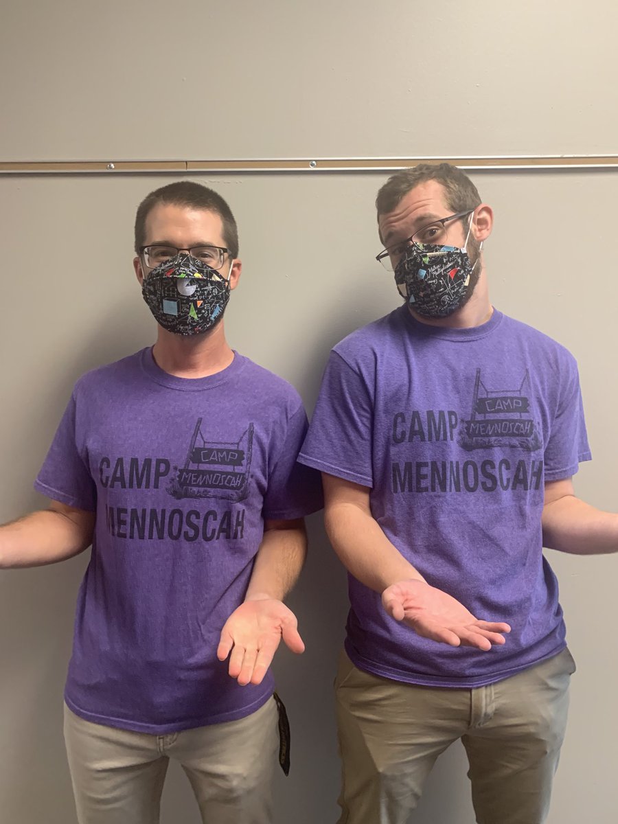 Brothers? Cousins? Nah, it’s Student Teacher Jeff Kauffman and his Cooperating Teacher Greg Shelly repping Camp Mennoscah, while decked out as twins for Maize South High School spirit week! ⁦<a href="/campmenno/">Camp Mennoscah</a>⁩ ⁦<a href="/bethelks/">Bethel College</a>⁩