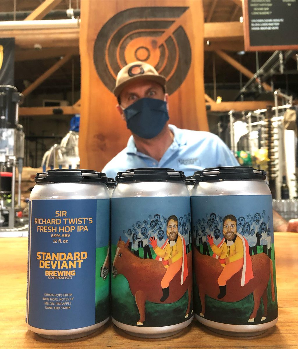 Standard Deviant's Sir Richard Twist West Coast Fresh Hop IPA (6.9% ABV) has us stoked. What's in the can? Strata hops, 100% Admiral malt, stank, dank, & notes of pineapple & melon. admiralmaltings.com #AdmiralMaltings #AskForAdmiral Image by @standarddeviantbrewing