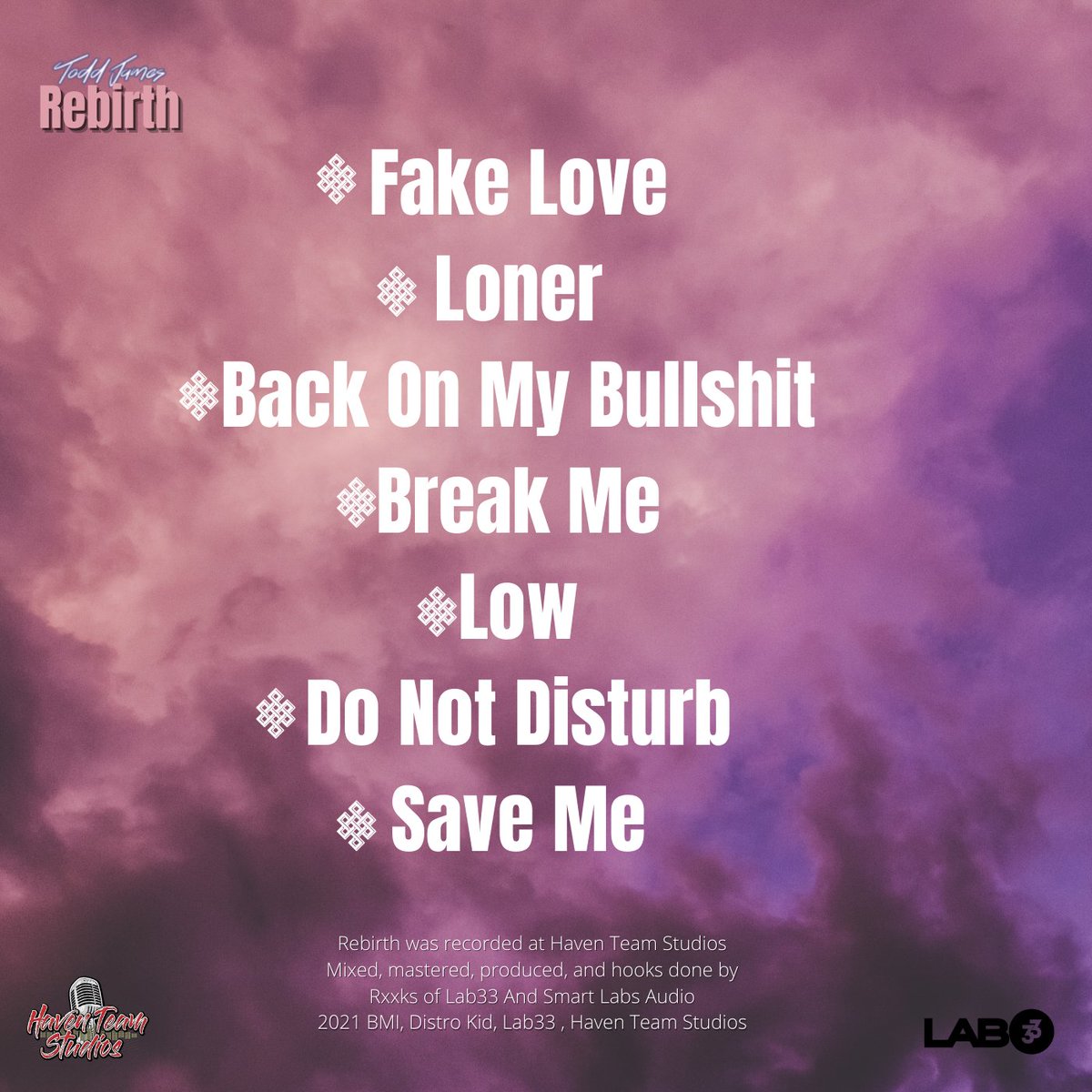 ToddJames_159's tweet photo. I'm proud to announce this EP, I've grown so much not only as an artist but as a man as well! 10-13-21 6PM everywhere you can stream music.
Preorder 10-07-21 #Rebirth #ToddJames #Lab33 #ProducerTV #Rxxks #RealMusic https://t.co/K0zdvsCbHN