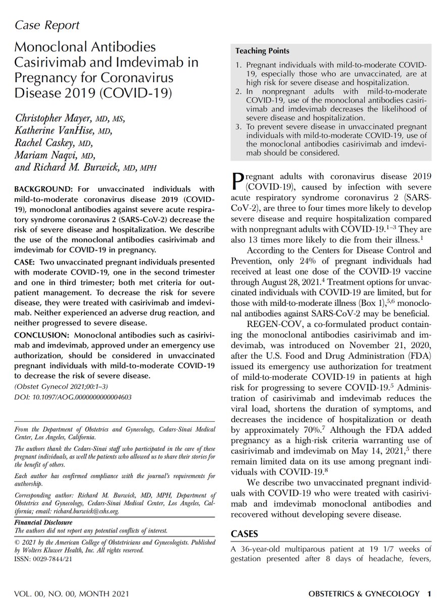 Ron_George's tweet photo. Monoclonal Antibodies Casirivimab and Imdevimab in Pregnancy for #Coronavirus Disease 2019 ( #COVID19) https://t.co/clFFfyQG5s #MonoclonalAntibodies #COVIDOB #OBAnes #OBGYNtwitter @greenjrnl https://t.co/l2sL4aLdqz