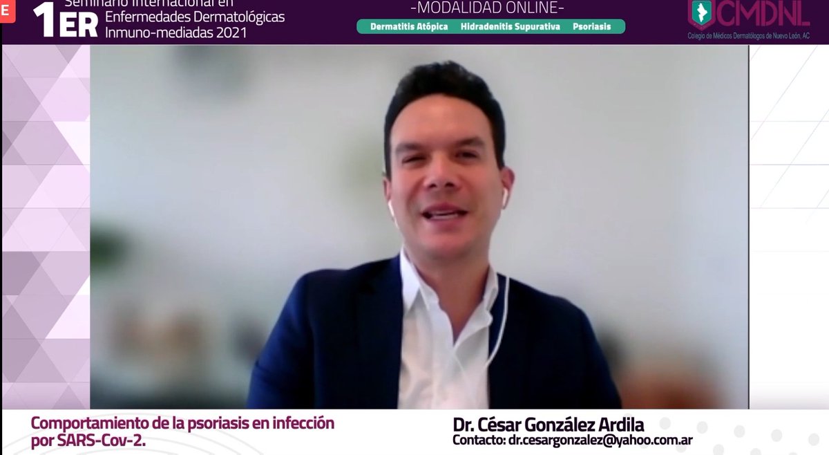 CMDNL1's tweet photo. El Dr. César González Ardila desde Colombia nos habló del "Comportamiento de la Psoriasis en infección por SARS-Cov2", durante nuestro evento. 
Disponible on-demand en https://t.co/wg59CuVIXm
#dermatologia #cmdnl #seminario #colombia #psoriasis https://t.co/MIg5ruKjLo