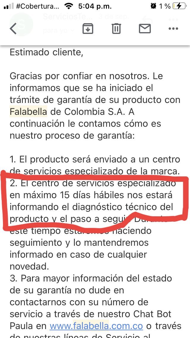 EdissonSoler's tweet photo. @Falabella_co  Qforma tan absurda de jugar con el cliente . El 3 de sep.  solicite devol. de producto y según correo debía esperar 15 días hábiles. Hoy llamo y desps de 20 min de llamada me dicen que no son 15 sino 30 días hábiles. El próx. mes me dirán que son 45 días ? Ladrones https://t.co/1IWR4NegW8