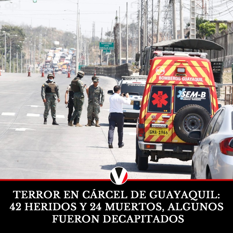 revistavistazo's tweet photo. #ÚLTIMAHORA | Se confirma la muerte de 24 presos en el enfrentamiento violento de este martes en la Penitenciaría del Litoral, en #Guayaquil. Hubo #disparos, granadas y #decapitaciones. La Policía cuenta los detalles. ▶️ https://t.co/zZiW1Wiqbw
